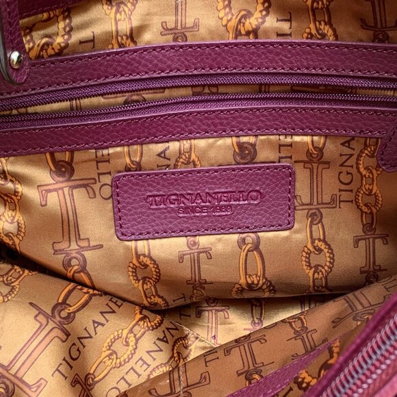 Tignanello Expandable Burgundy Genuine Suede Shoulder Bag - Picture 15 of 16